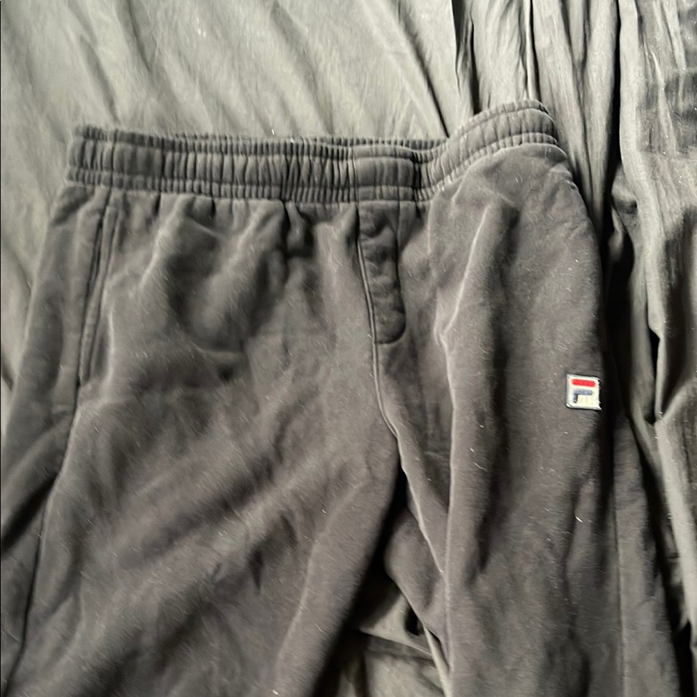 Mens Black Fila Sweatpants